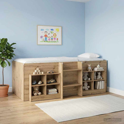 vidaXL Kids'High Bed Frame Artisan Oak 90 x 200 cm Engineered Wood