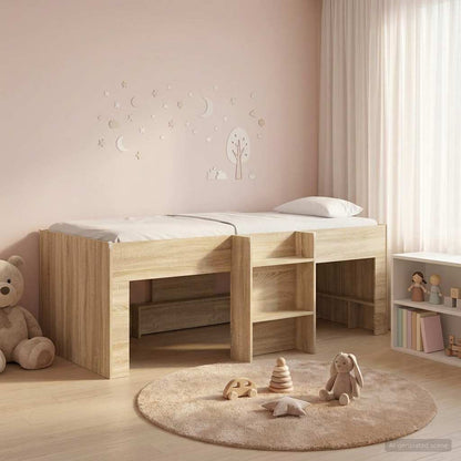 vidaXL Kids'High Bed Frame Sonoma Oak 98.5 x 200 cm Engineered Wood