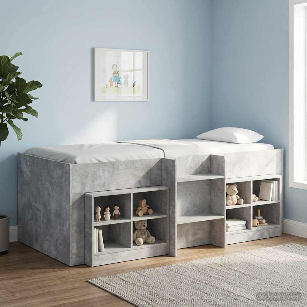 vidaXL Kids'High Bed Frame Concrete Grey 98.5 x 200 cm