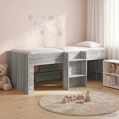 vidaXL Kids'High Bed Frame Grey Sonoma 98.5 x 200 cm Engineered Wood