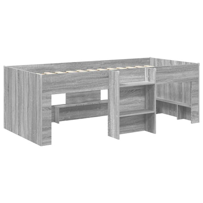 vidaXL Kids'High Bed Frame Grey Sonoma 98.5 x 200 cm Engineered Wood