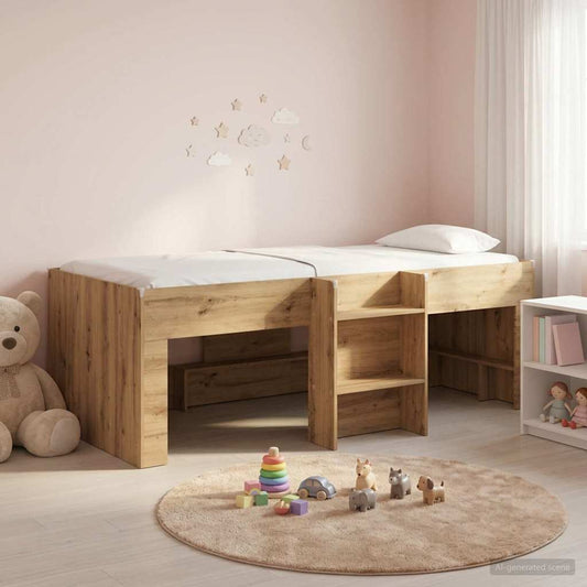 vidaXL Kids'High Bed Frame Artisan Oak 98.5 x 200 cm Engineered Wood