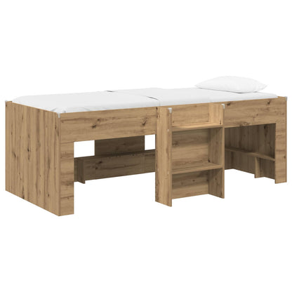 vidaXL Kids'High Bed Frame Artisan Oak 98.5 x 200 cm Engineered Wood