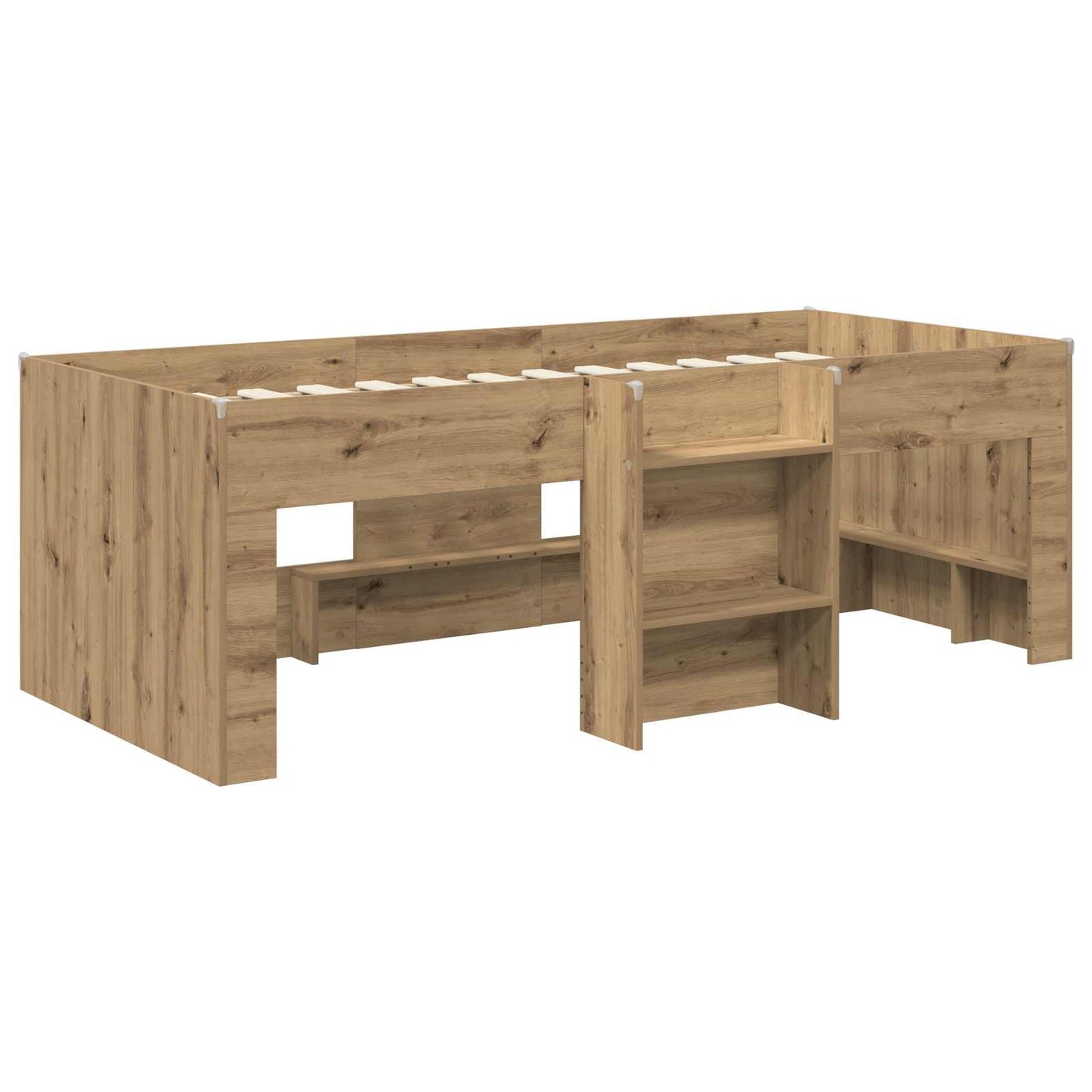 vidaXL Kids'High Bed Frame Artisan Oak 98.5 x 200 cm Engineered Wood