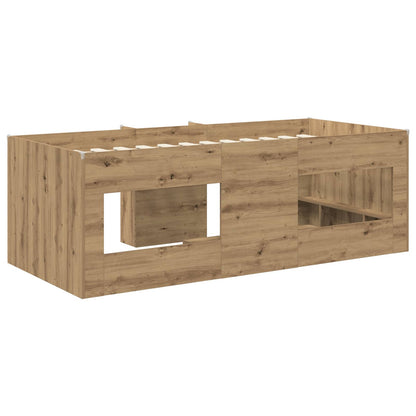 vidaXL Kids'High Bed Frame Artisan Oak 98.5 x 200 cm Engineered Wood