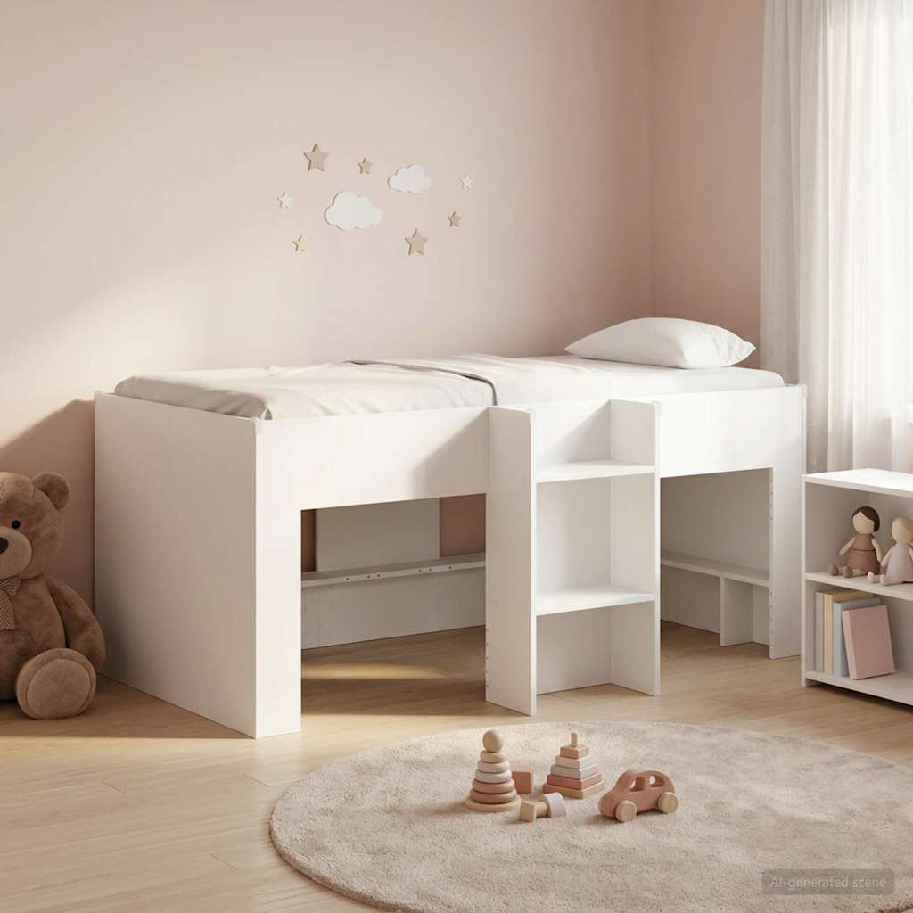 vidaXL Kids'High Bed Frame White 163 x 101.1 x 68.5 cm