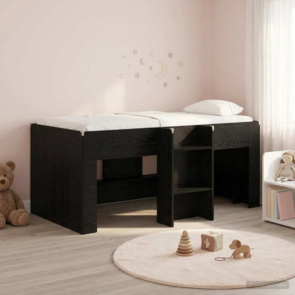 vidaXL Kids'High Bed Frame Black Oak 163 x 101.1 x 68.5 cm