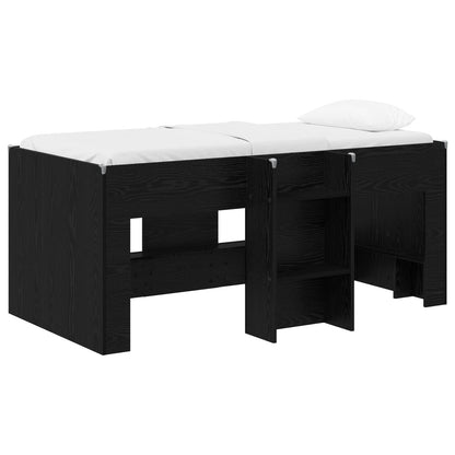 vidaXL Kids'High Bed Frame 2 pcs Black Oak 163 x 101.1 x 68.5 cm