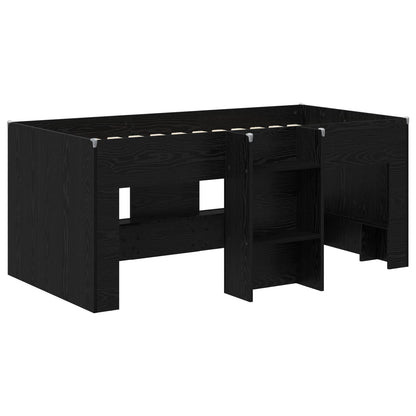 vidaXL Kids'High Bed Frame 2 pcs Black Oak 163 x 101.1 x 68.5 cm