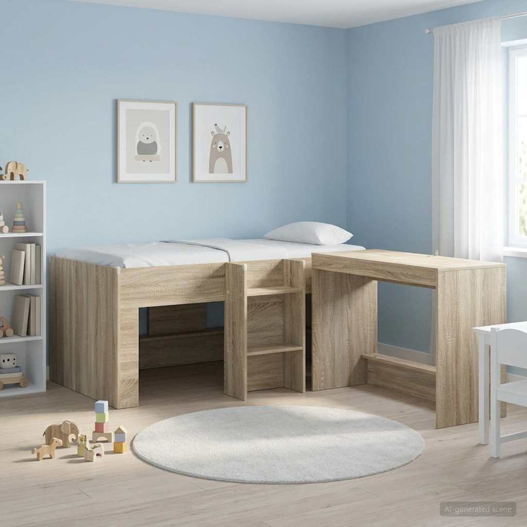 vidaXL Kids'High Bed Frame Sonoma 163 x 101.1 x 68.5 cm