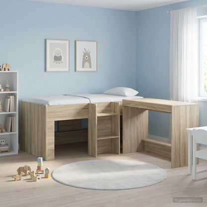 vidaXL Kids'High Bed Frame Sonoma 163 x 101.1 x 68.5 cm