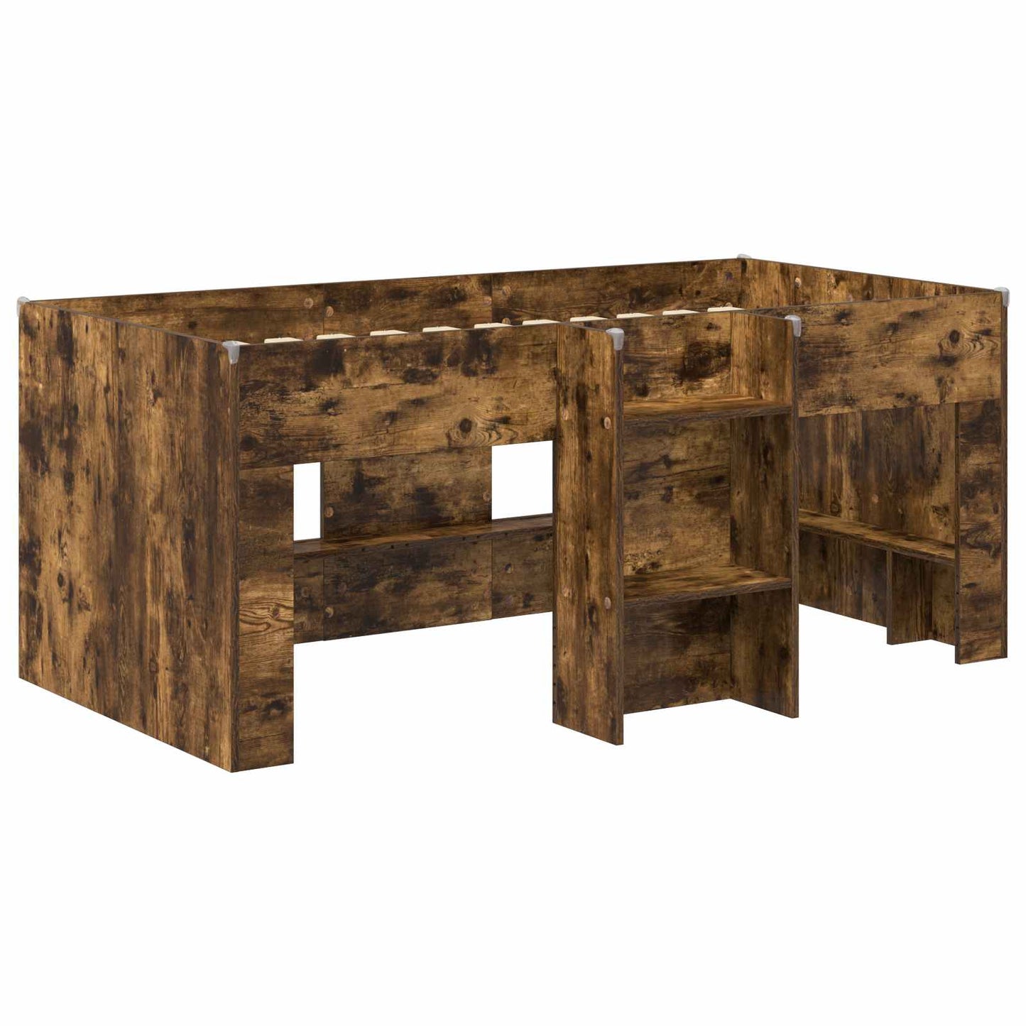 vidaXL Kids'High Bed Frame Smoked Oak 163 x 101.1 x 68.5 cm