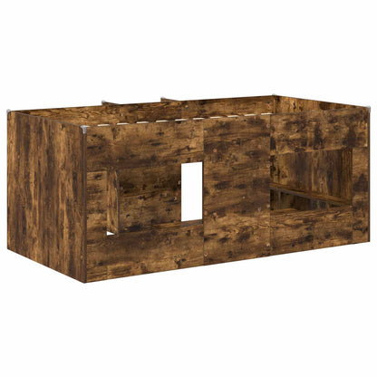 vidaXL Kids'High Bed Frame Smoked Oak 163 x 101.1 x 68.5 cm