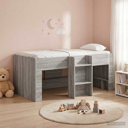 vidaXL Kids'High Bed Frame Grey Sonoma 163 x 101.1 x 68.5 cm