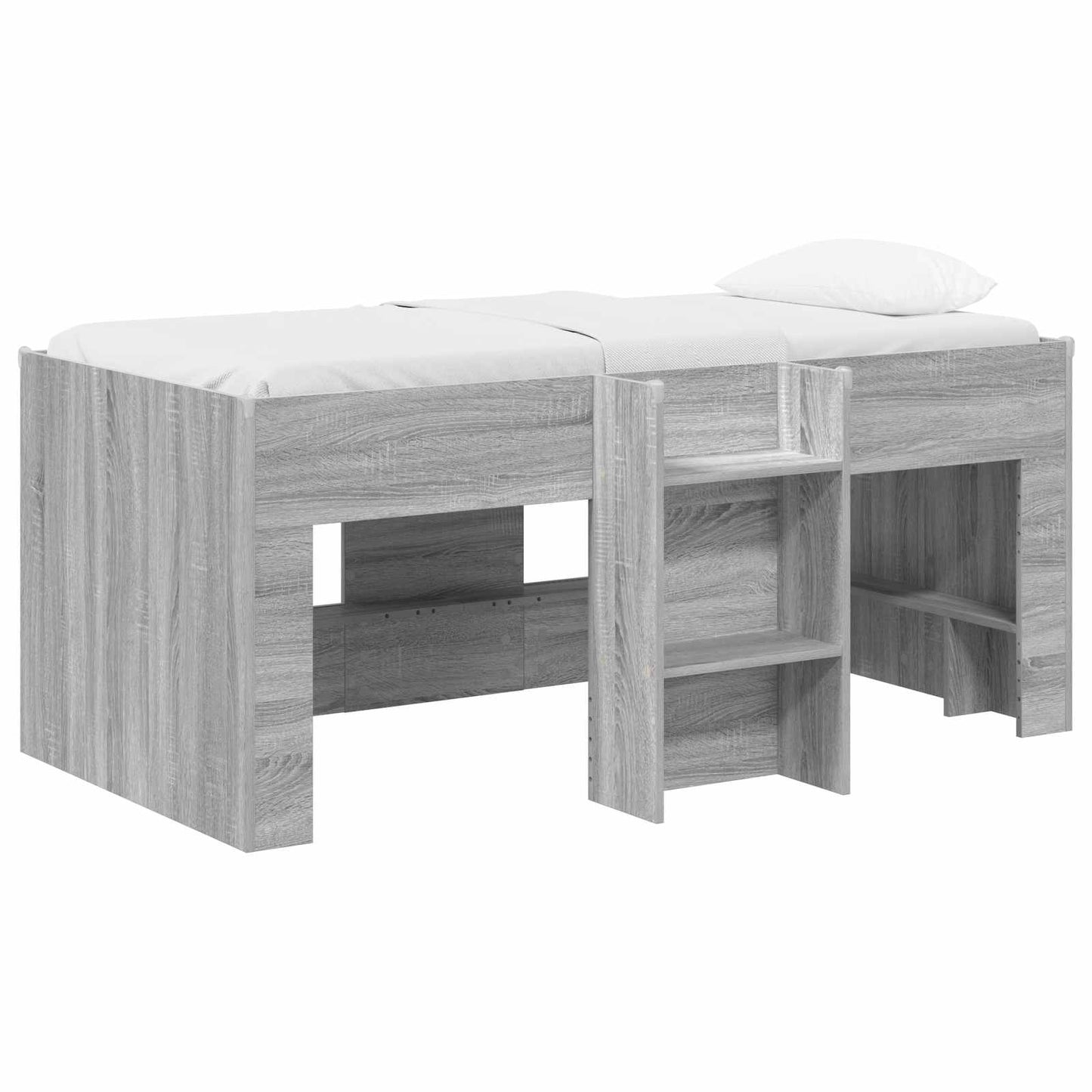 vidaXL Kids'High Bed Frame Grey Sonoma 163 x 101.1 x 68.5 cm