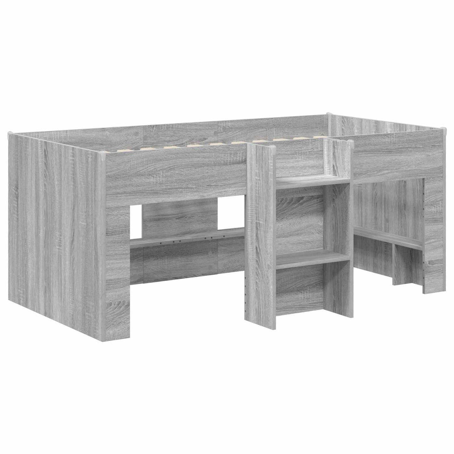 vidaXL Kids'High Bed Frame Grey Sonoma 163 x 101.1 x 68.5 cm