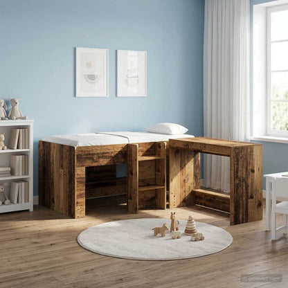 vidaXL Kids'High Bed Frame Old Wood 163 x 101.1 x 68.5 cm
