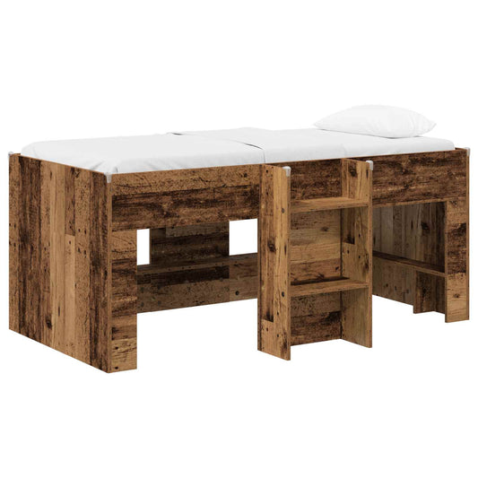 vidaXL Kids'High Bed Frame Old Wood 163 x 101.1 x 68.5 cm