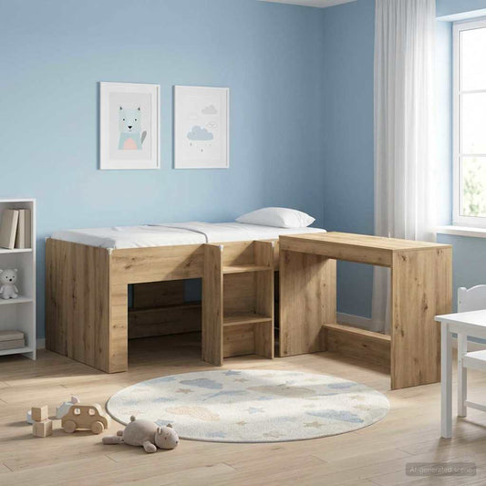vidaXL Kids'High Bed Frame Artisian Oak 163 x 101.1 x 68.5 cm