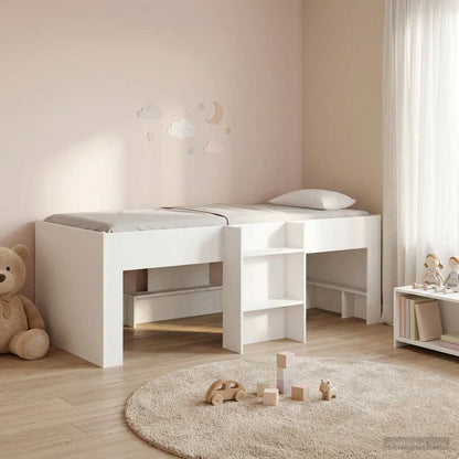 vidaXL Kids'High Bed Frame White 90 x 190 cm Engineered Wood