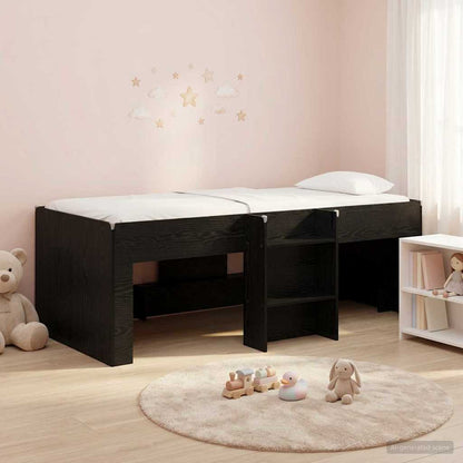 vidaXL Kids'High Bed Frame Black Oak 90 x 190 cm Engineered Wood