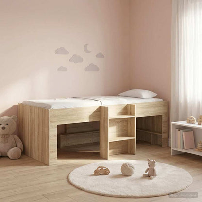 vidaXL Kids'High Bed Frame Sonoma Oak 90 x 190 cm Engineered Wood