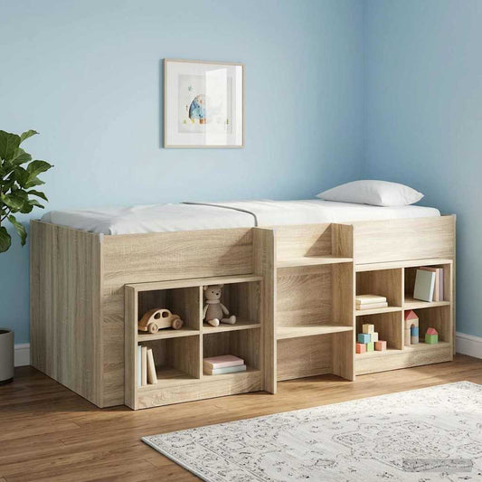 vidaXL Kids'High Bed Frame Sonoma Oak 90 x 190 cm Engineered Wood