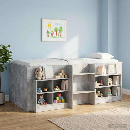 vidaXL Kids'High Bed Frame Concrete Grey 90 x 190 cm Engineered Wood