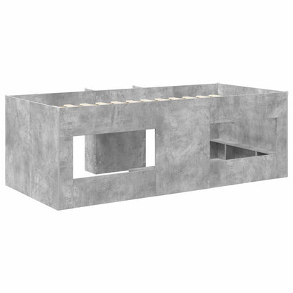 vidaXL Kids'High Bed Frame Concrete Grey 90 x 190 cm Engineered Wood