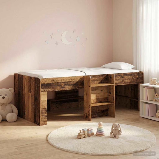 vidaXL Kids'High Bed Frame Old wood 90 x 190 cm Engineered Wood