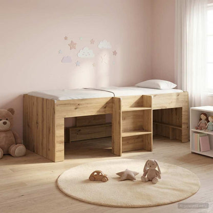 vidaXL Kids'High Bed Frame Artisan Oak 90 x 190 cm Engineered Wood