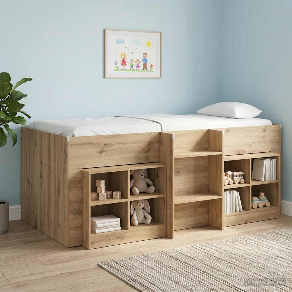 vidaXL Kids'High Bed Frame Artisan Oak 90 x 190 cm Engineered Wood