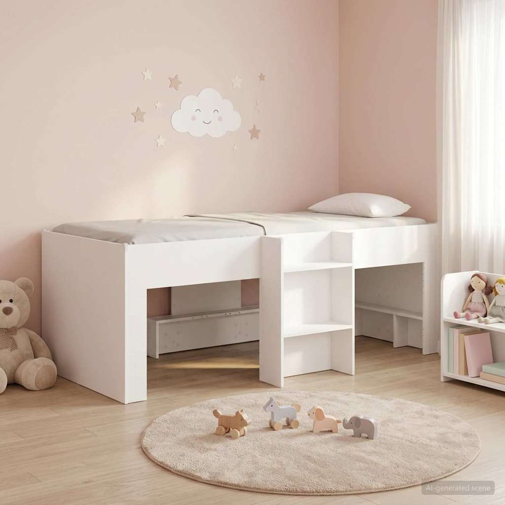 vidaXL Kids'High Bed Frame White 193 x 96.1 x 68.5 cm Engineered Wood