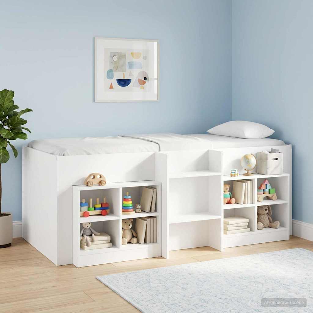 vidaXL Kids'High Bed Frame White 193 x 96.1 x 68.5 cm Engineered Wood