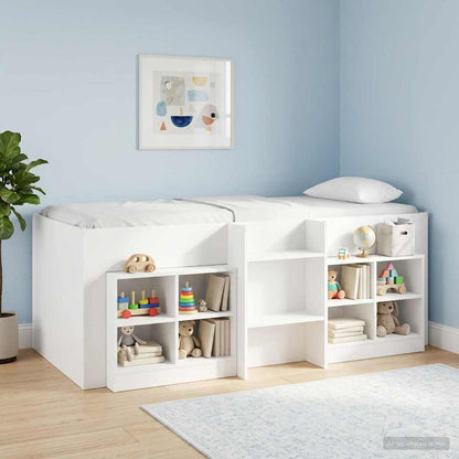 vidaXL Kids'High Bed Frame White 193 x 96.1 x 68.5 cm Engineered Wood