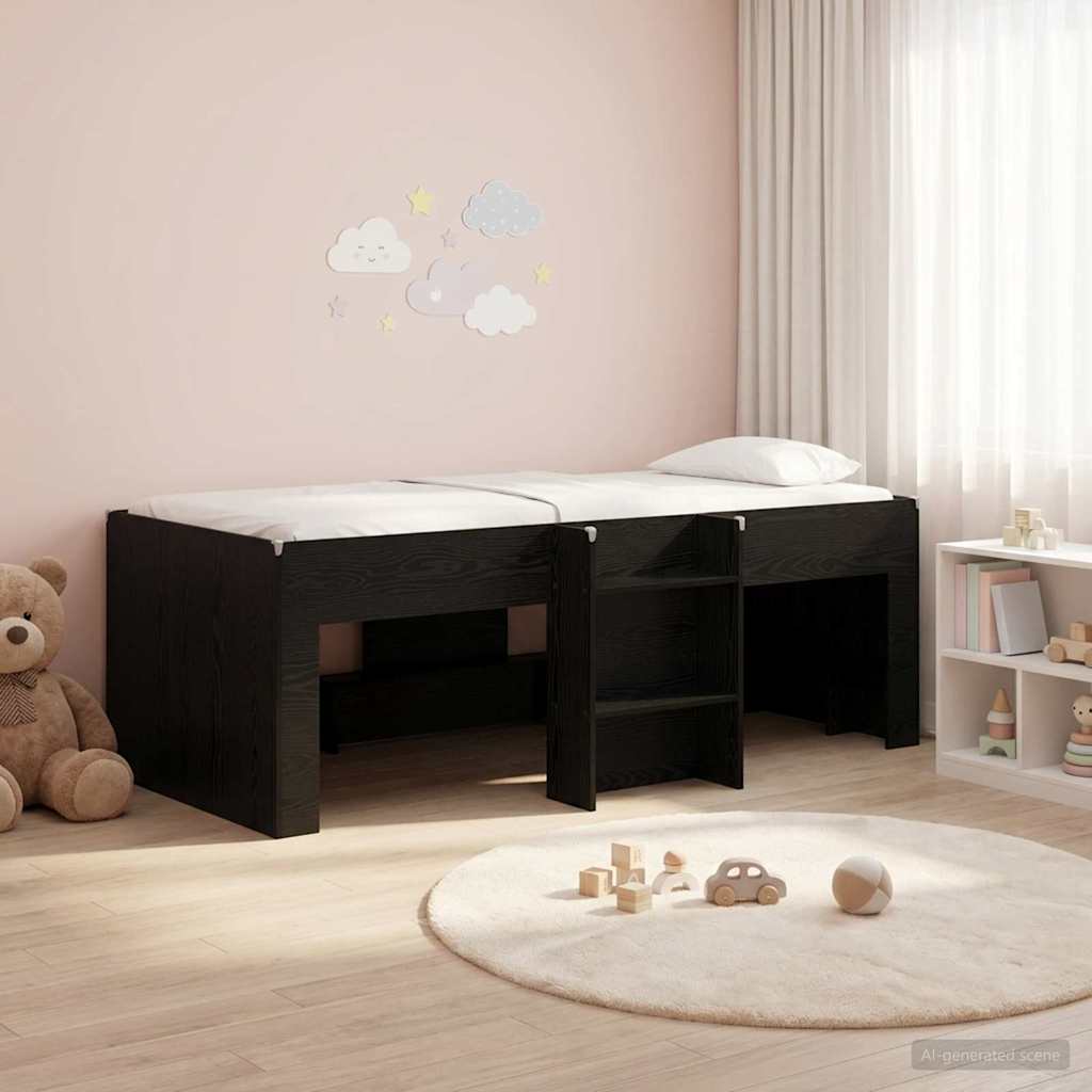 vidaXL Kids'High Bed Frame 2 pcs Black Oak 193 x 96.1 x 68.5 cm