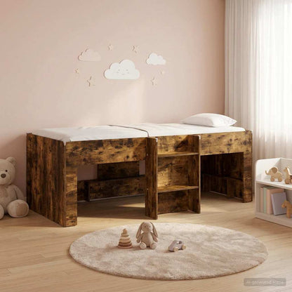vidaXL Kids'High Bed Frame 2 pcs Smoked Oak 193 x 96.1 x 68.5 cm