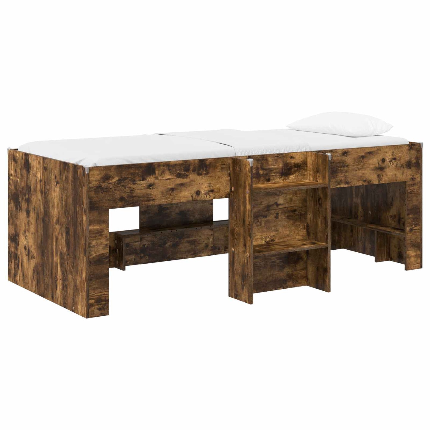 vidaXL Kids'High Bed Frame 2 pcs Smoked Oak 193 x 96.1 x 68.5 cm
