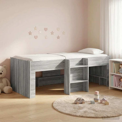 vidaXL Kids'High Bed Frame Grey Sonoma 193 x 96.1 x 68.5 cm