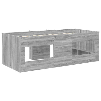 vidaXL Kids'High Bed Frame Grey Sonoma 193 x 96.1 x 68.5 cm