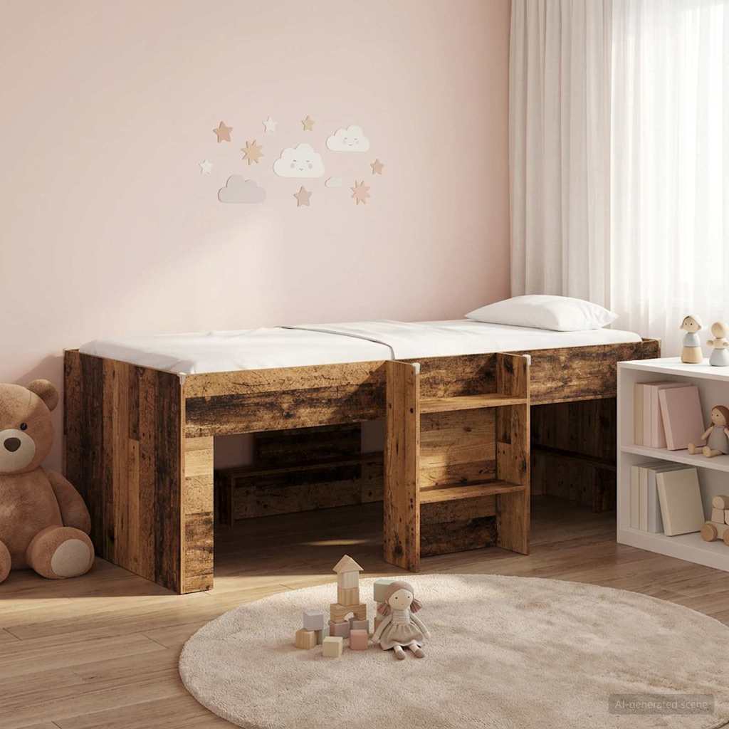 vidaXL Kids'High Bed Frame 2 pcs Old Wood 193 x 96.1 x 68.5 cm