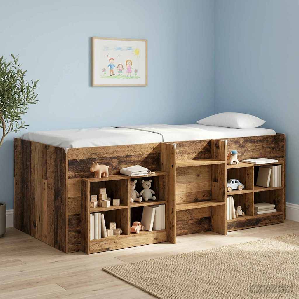 vidaXL Kids'High Bed Frame Old Wood 193 x 96.1 x 68.5 cm