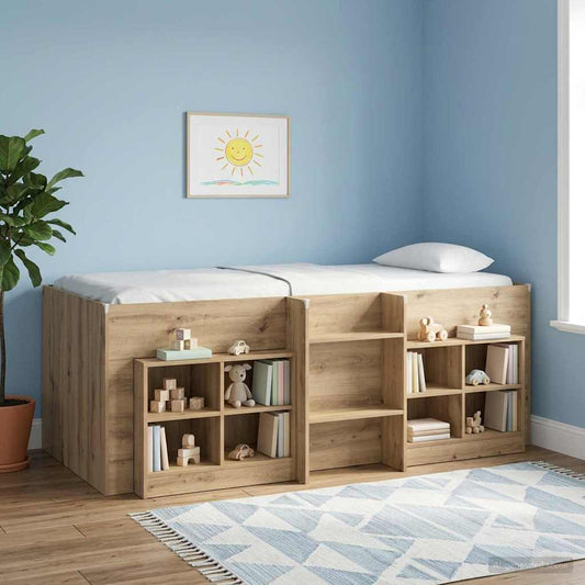 vidaXL Kids'High Bed Frame Artisian Oak 193 x 96.1 x 68.5 cm