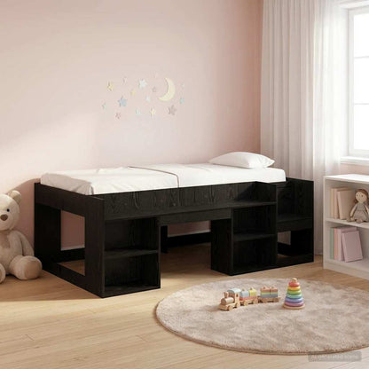 vidaXL Kids'Bed Frame with Storage Black Oak 80 x 200 cm