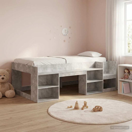 vidaXL Kids'Bed Frame with Storage Concrete Grey 80 x 200 cm
