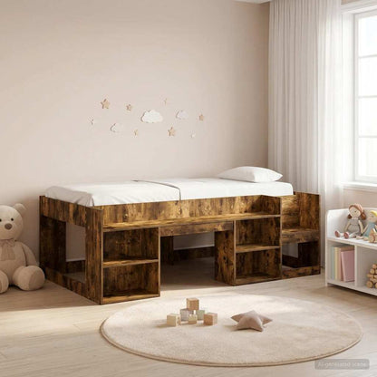 vidaXL Kids'Bed Frame Smoked Oak 80 x 200 cm Engineered Wood