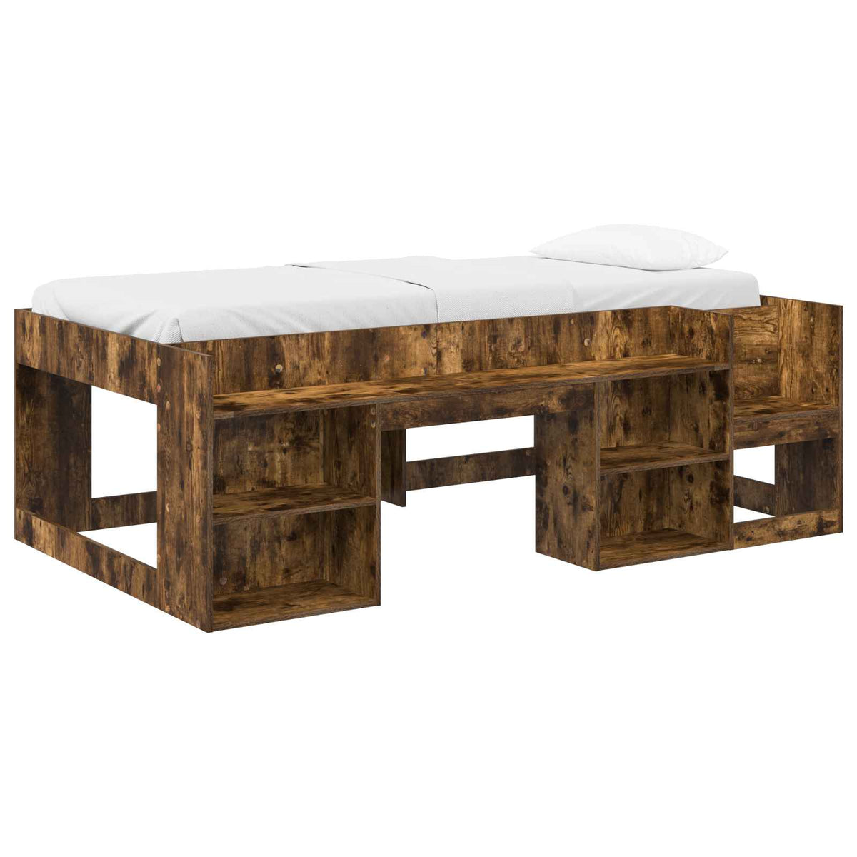 vidaXL Kids'Bed Frame Smoked Oak 80 x 200 cm Engineered Wood