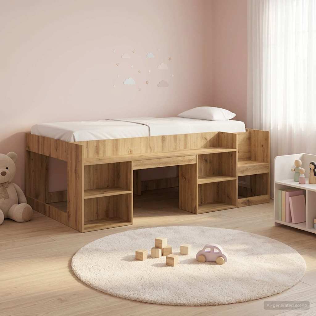 vidaXL Kids'Bed Frame Artisan Oak 80 x 200 cm Engineered Wood