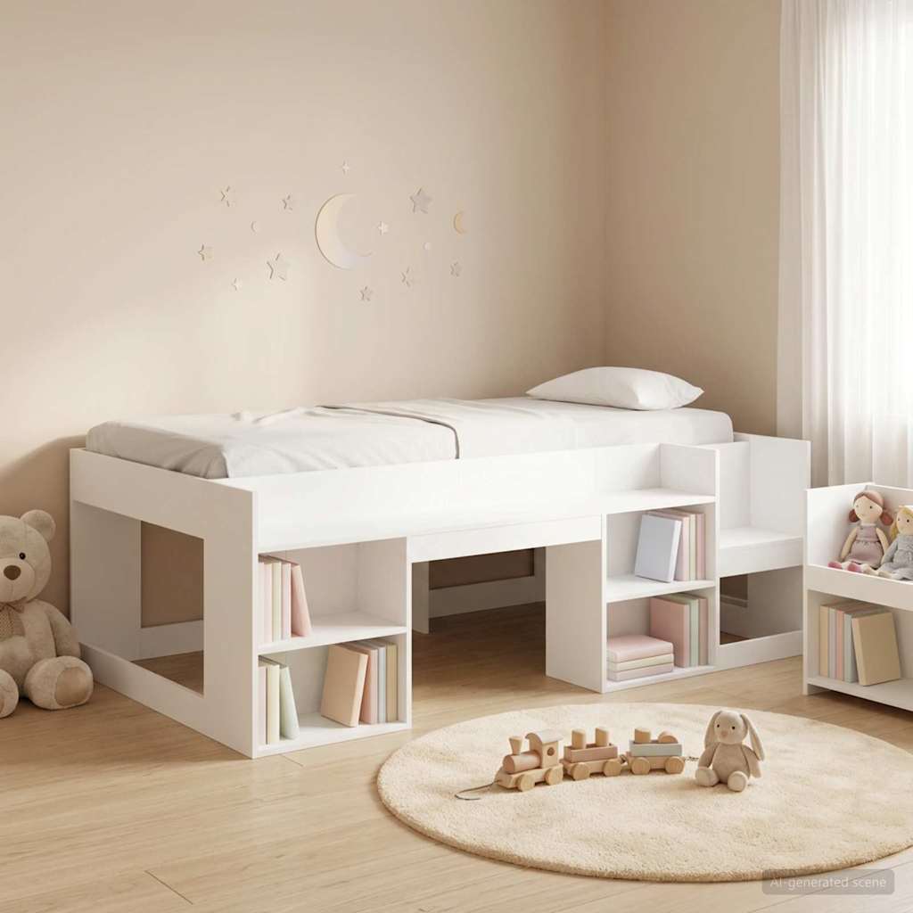 vidaXL Kids'Bed Frame with Storage White 90 x 200 cm Engineered Wood