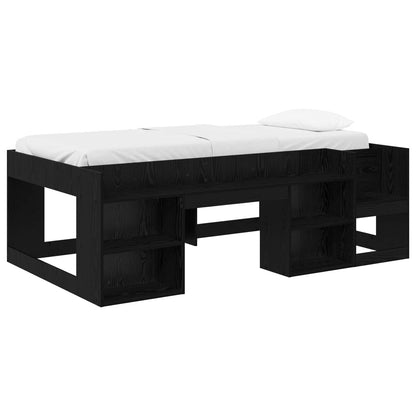vidaXL Kids'Bed Frame with Storage Black Oak 90 x 200 cm